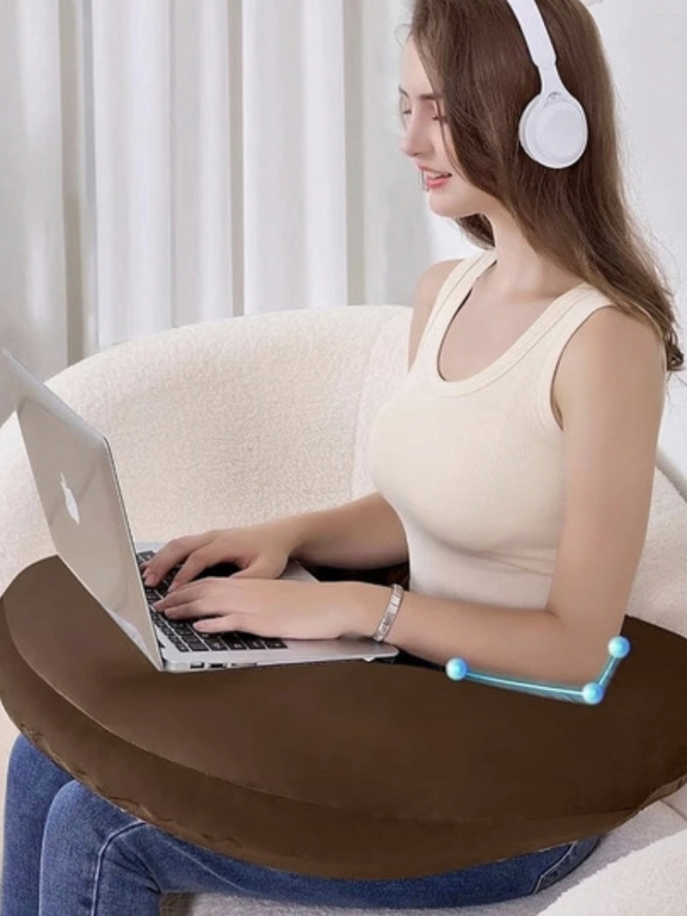 Ergonomic Lap Desk Gaming and Reading Pillow Brown